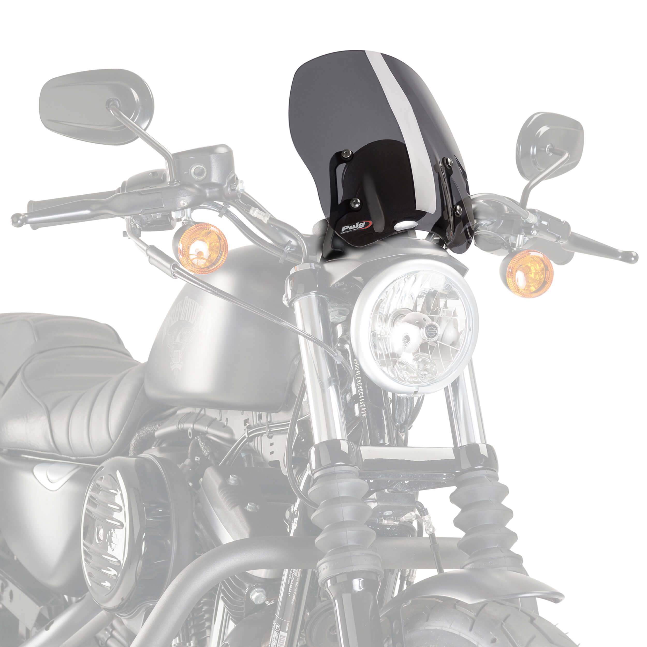 Puig Touring Screen | Dark Smoke | Harley Davidson Sportster 1200 Custom 2004>Current-M9283F-Screens-Pyramid Plastics