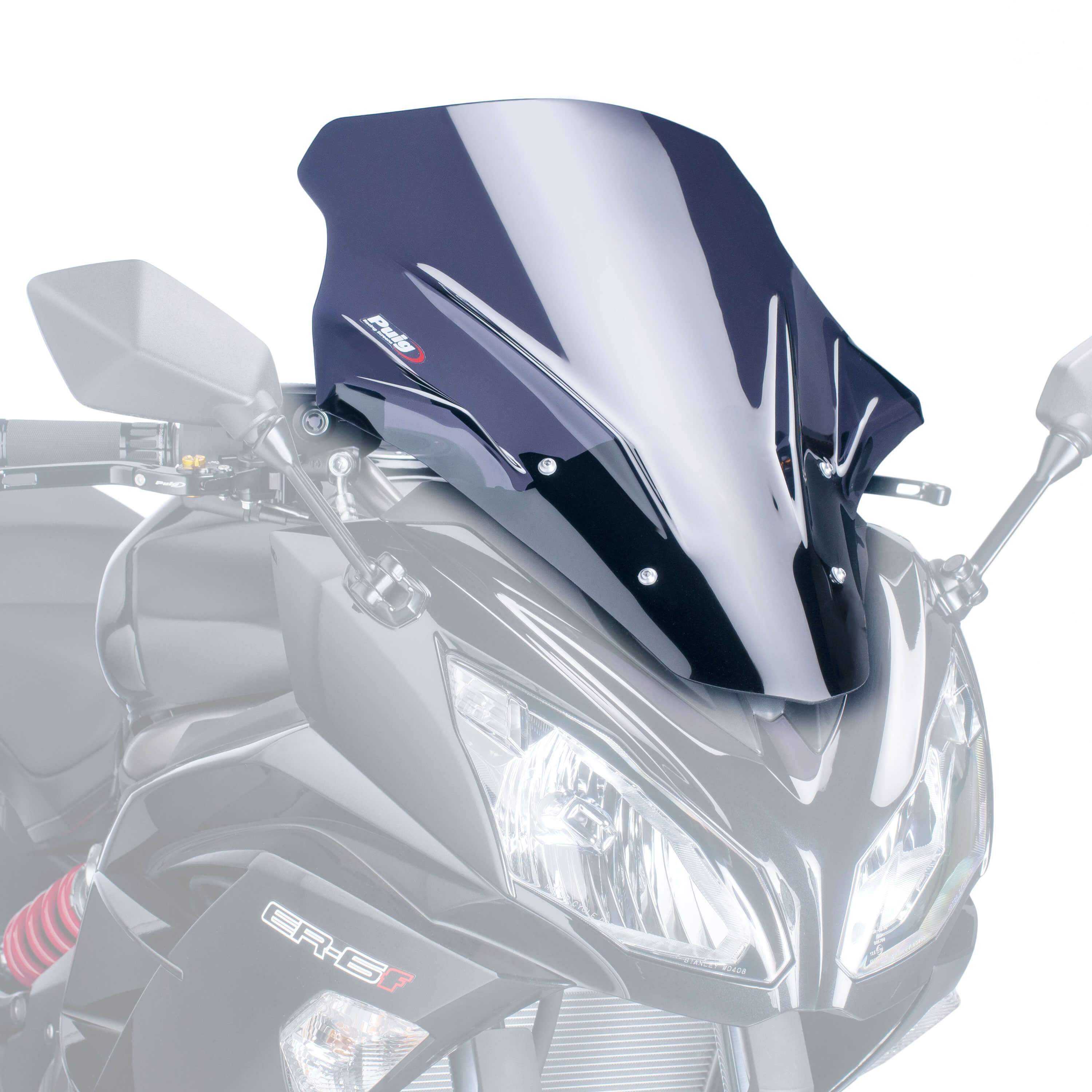 Puig Touring Screen | Dark Smoke | Kawasaki ER-6F 2012>2016-Screens-Pyramid Motorcycle Accessories