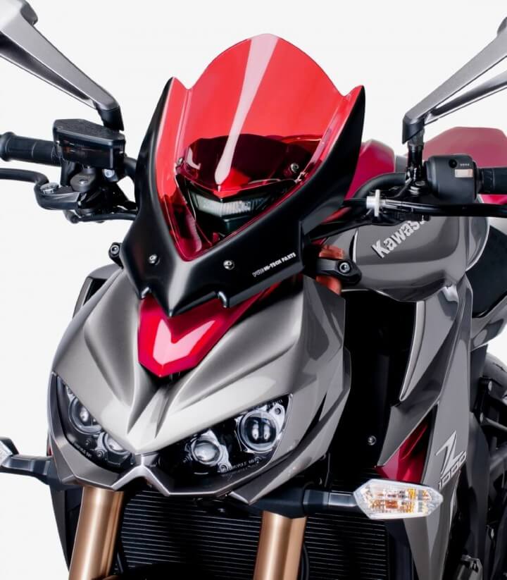 Puig Touring Screen | Red | Kawasaki Z 1000 R 2017>Current -   Pyramid Motorcycle Accessories