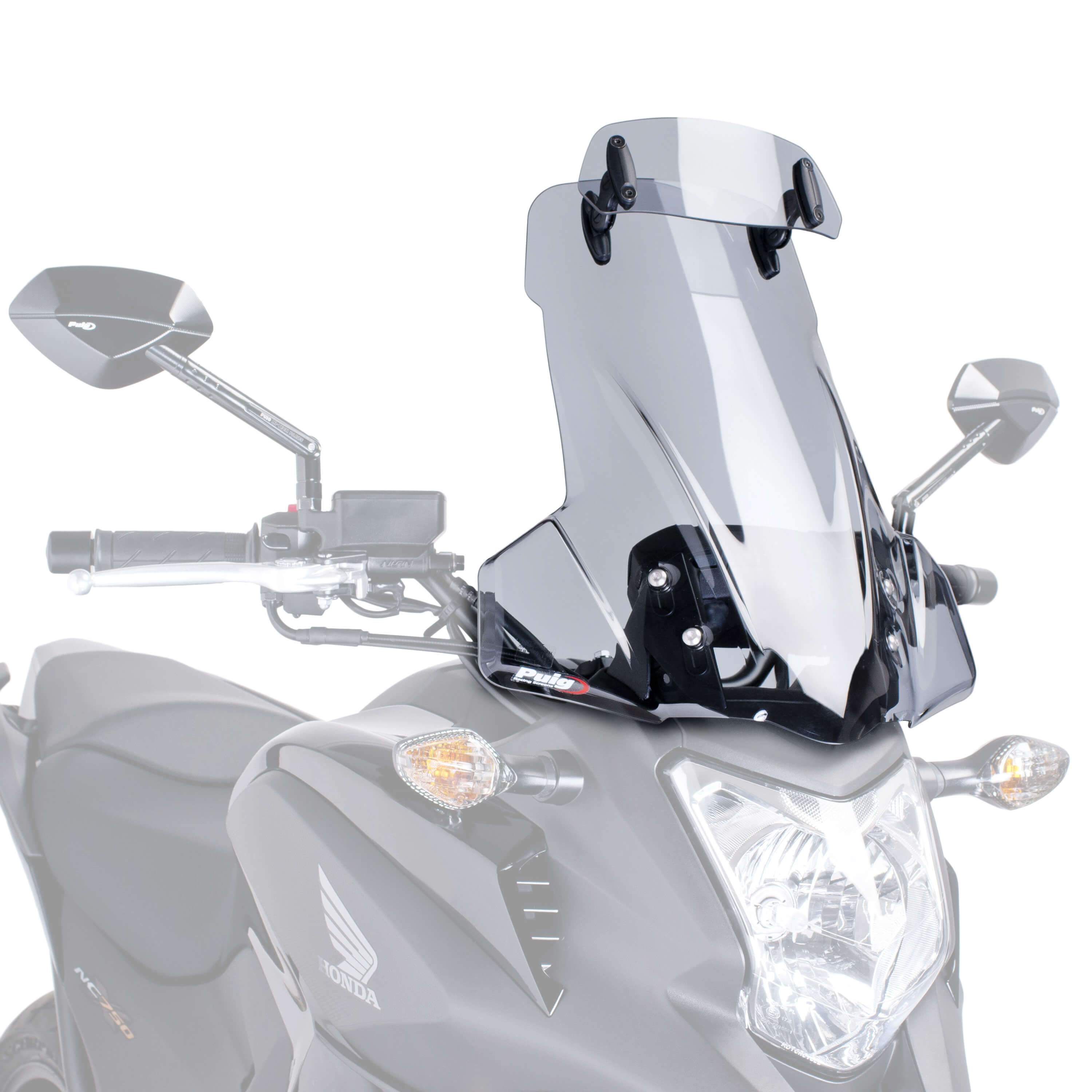 Puig Touring Screen with Visor | Light Smoke | Honda NC 750 X 2014>2015-Screens-Pyramid Motorcycle Accessories