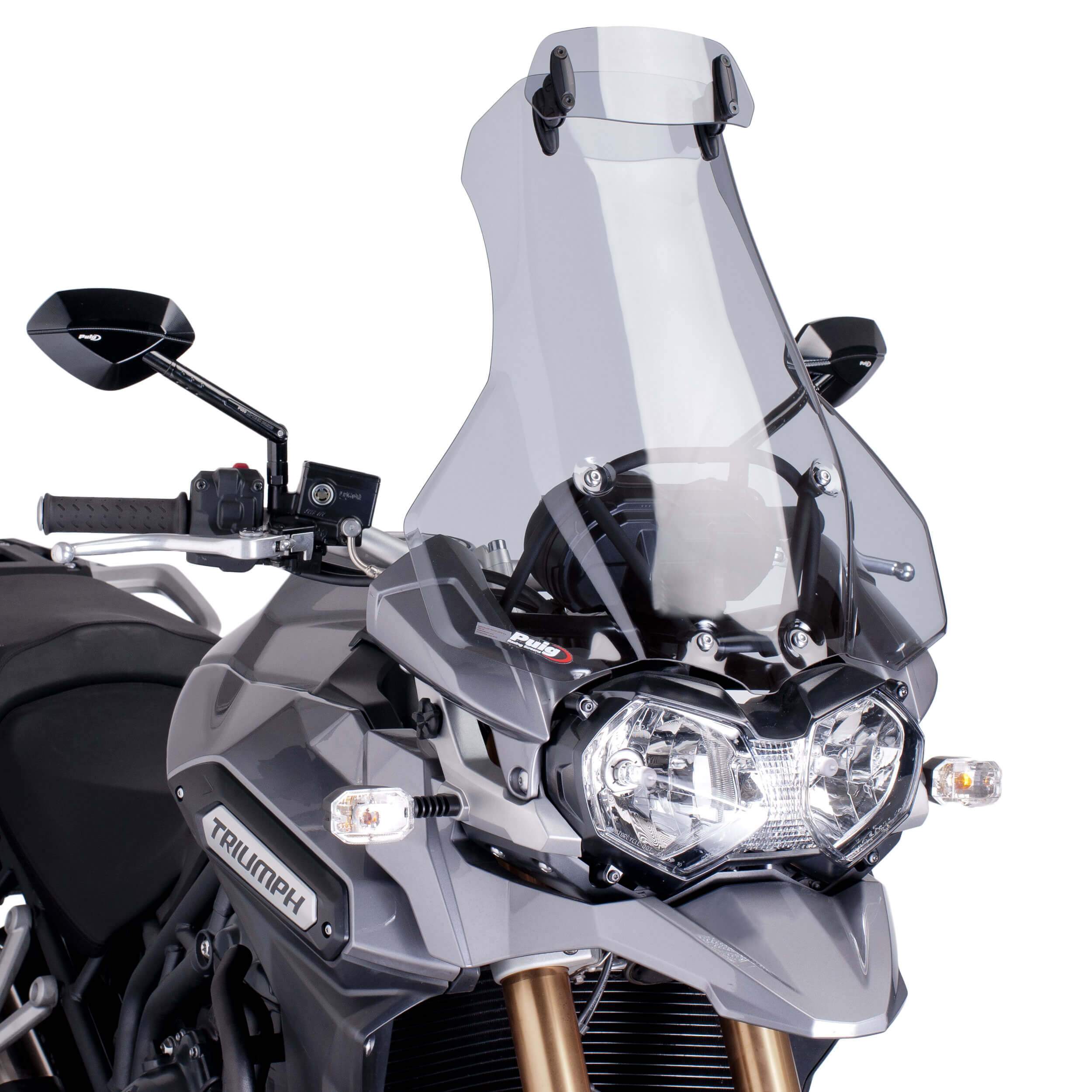 Puig Touring Screen with Visor | Light Smoke | Triumph Explorer 1200 XC/XCX/XRA/Low 2012>2015-Screens-Pyramid Motorcycle Accessories