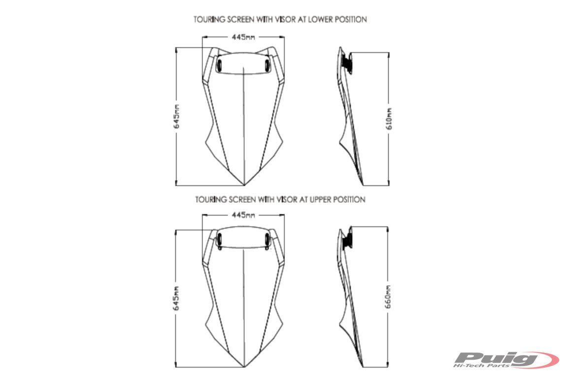 Puig Touring Screen with Visor | Light Smoke | Yamaha Tracer 9 2021>2024 -   Pyramid Motorcycle Accessories