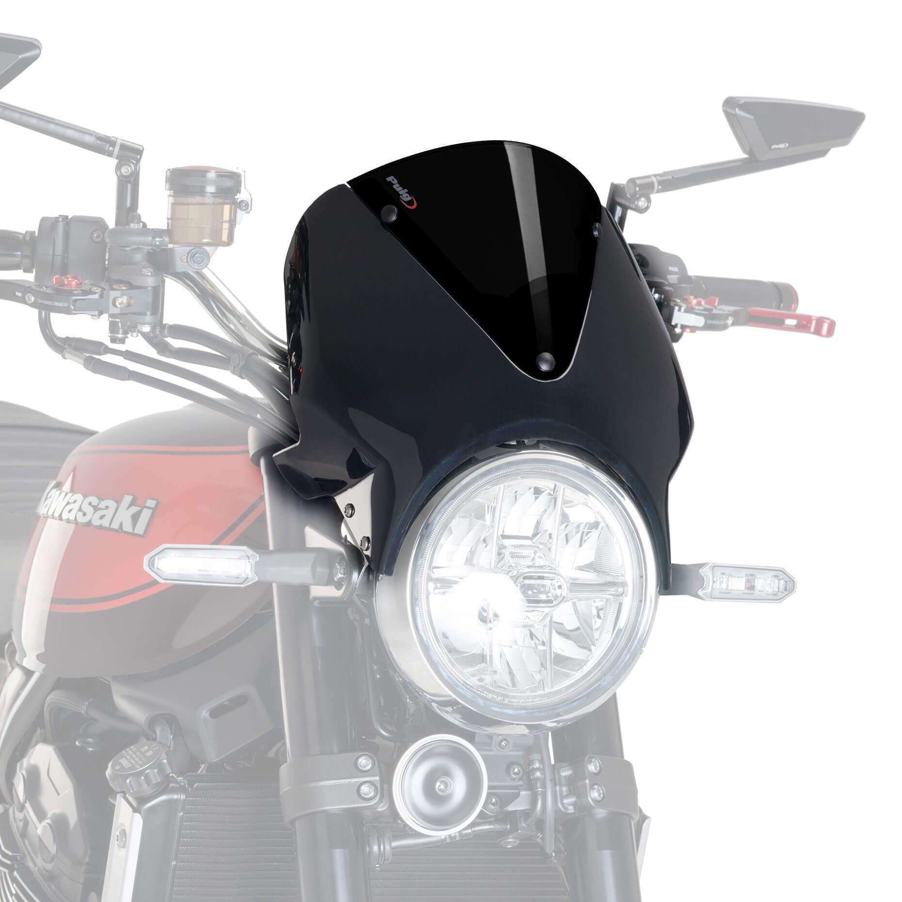 Puig Vision Screen | Black Fairing/Black | Kawasaki W 650 1999>2006-M003NN-Screens-Pyramid Motorcycle Accessories