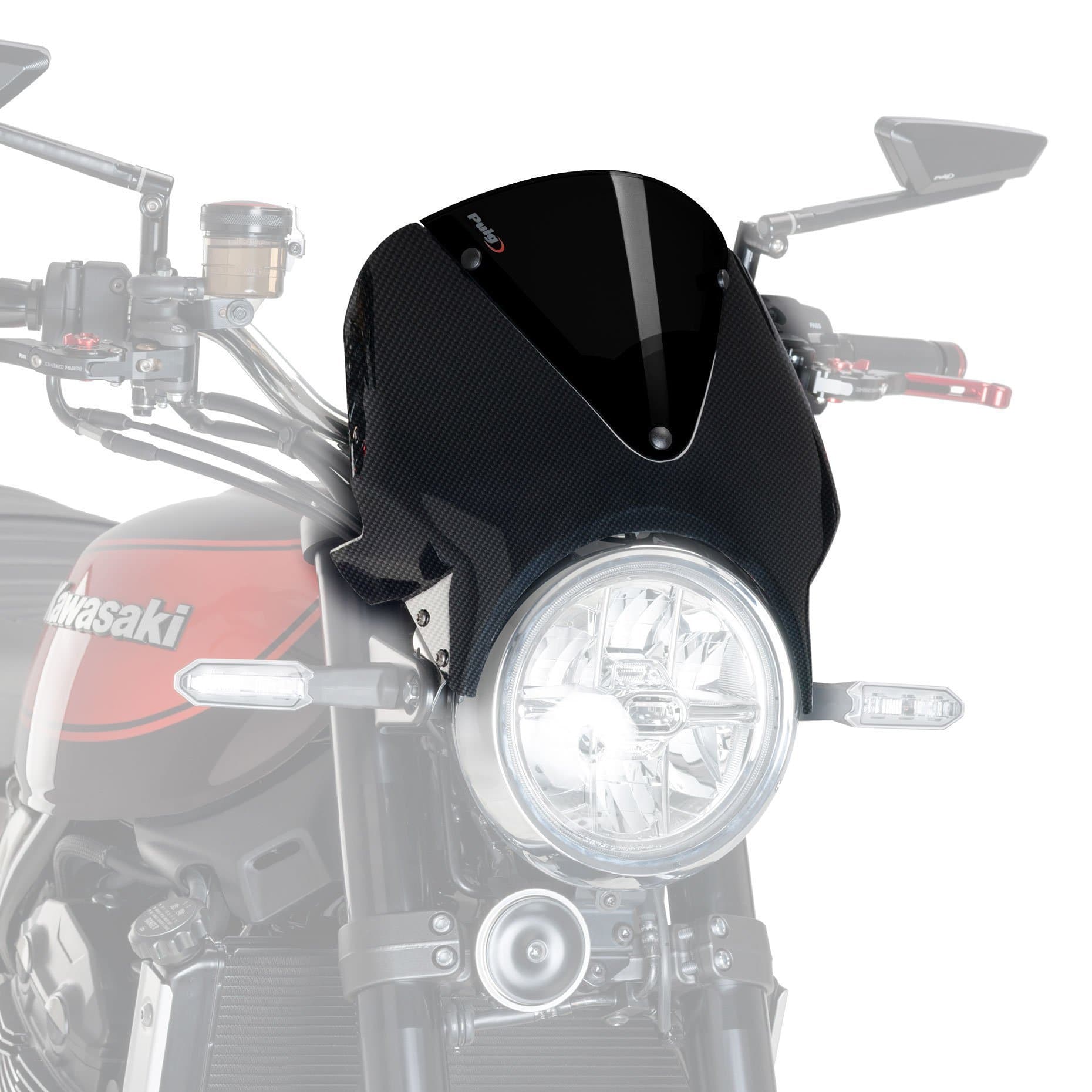 Puig Vision Screen | Carbon Look Fairing/Black Screen | Kawasaki W 800 2011>Current-M003CN-Screens-Pyramid Motorcycle Accessories