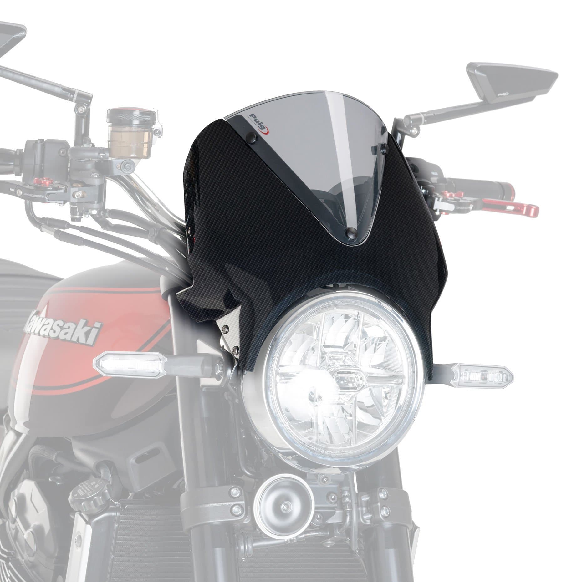 Puig Vision Screen | Carbon Look Fairing/Light Smoke Screen | Kawasaki Z 900 RS 2017>Current-M003CH-Screens-Pyramid Motorcycle Accessories