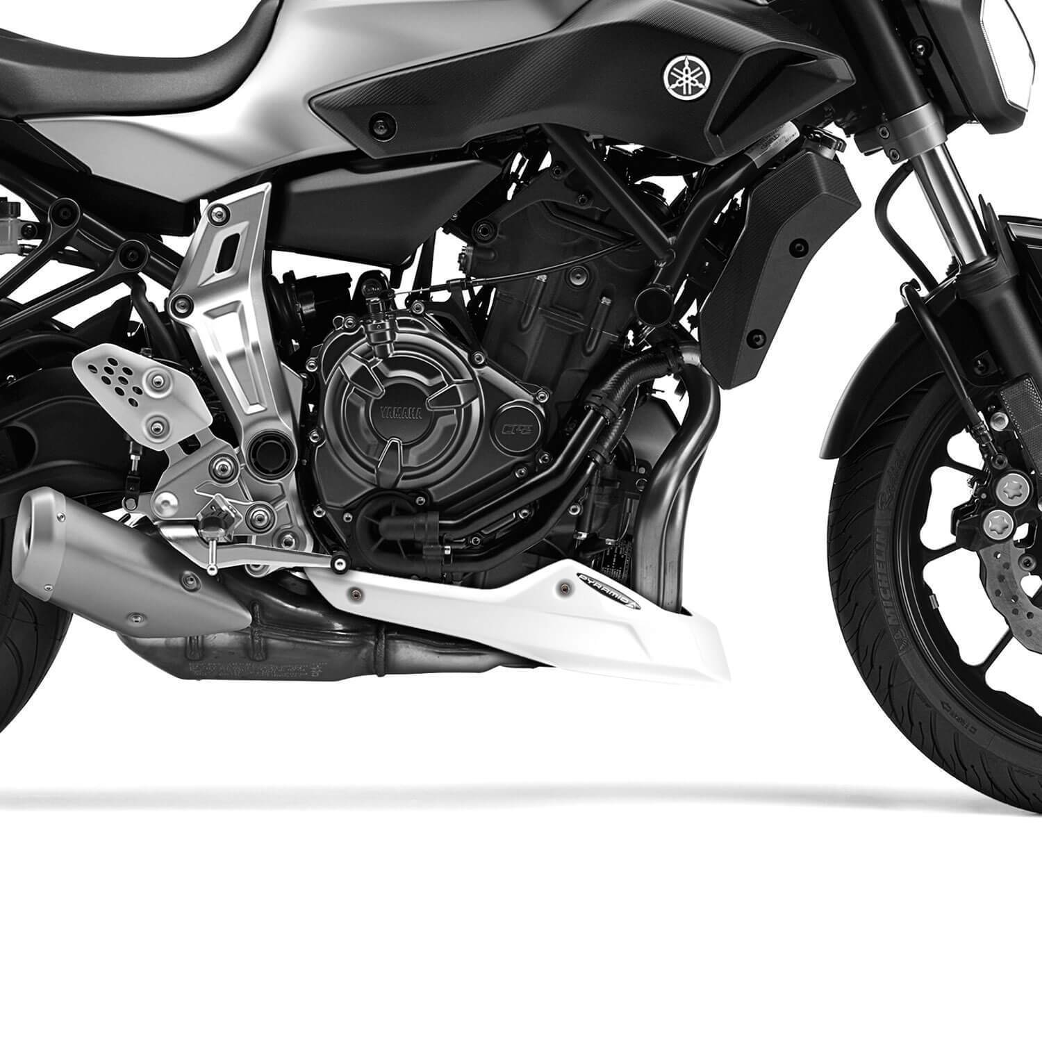 Pyramid Belly Pan | Gloss White | Yamaha MT-07 2013>Current-22136C-Belly Pans-Pyramid Motorcycle Accessories