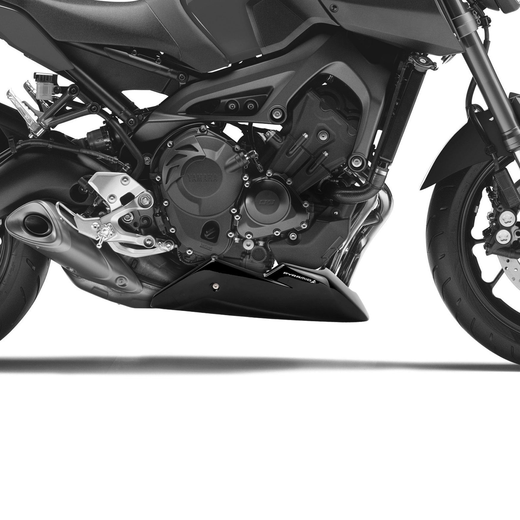 Pyramid Belly Pan | Matte Black | Yamaha MT-09 2013>2020-22132M-Belly Pans-Pyramid Motorcycle Accessories