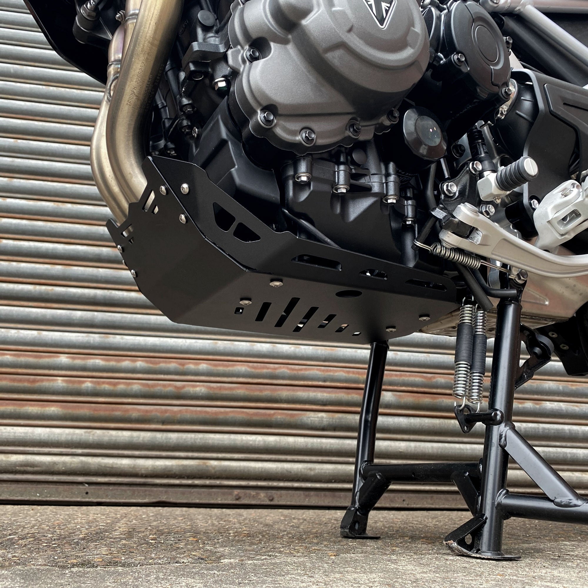 Pyramid Engine Plate | Matte Black | Triumph Tiger 1200 Rally Pro 2022>Current-Engine Guards-Pyramid Motorcycle Accessories