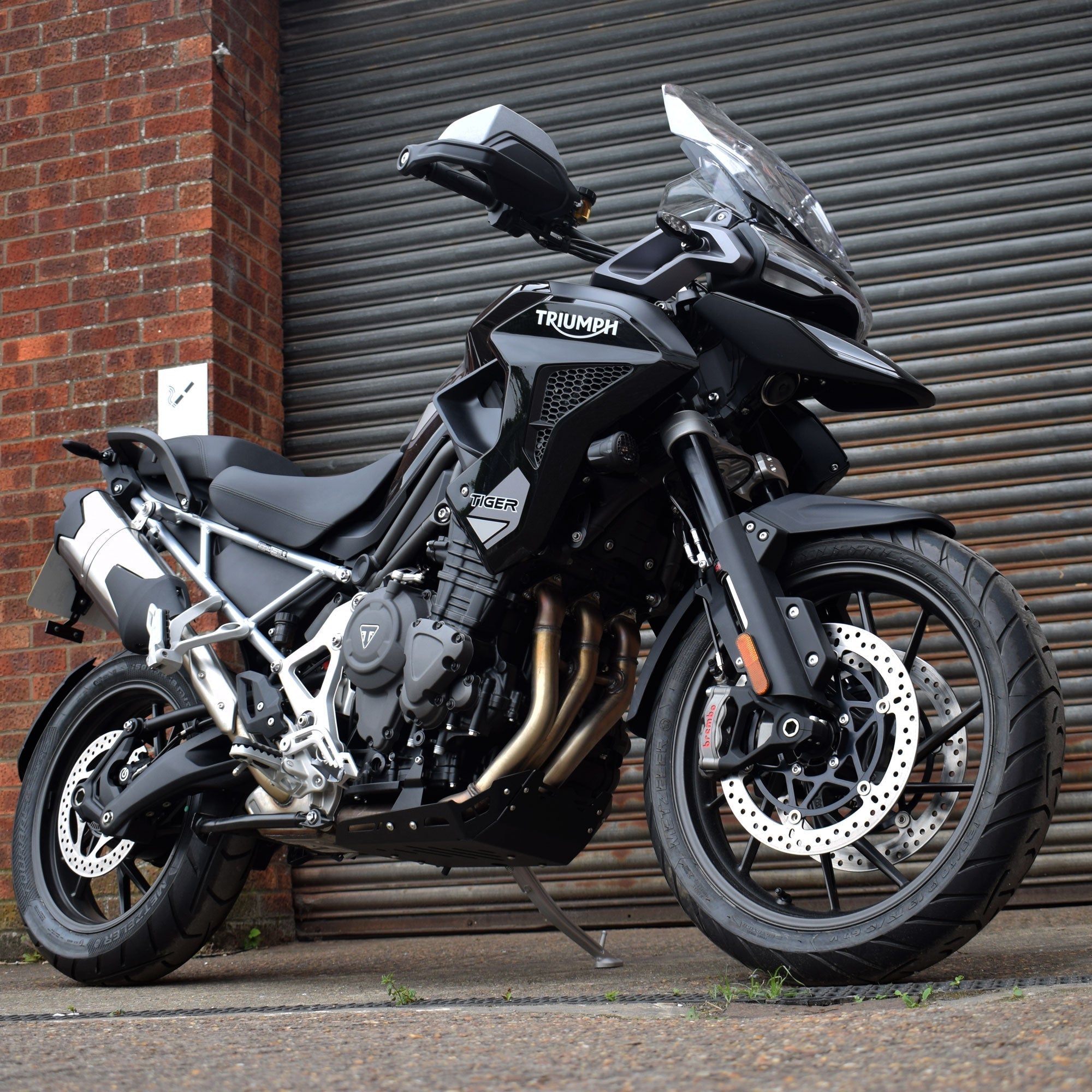 Pyramid Engine Plate | Matte Black | Triumph Tiger 1200 Rally Pro 2022>Current-Engine Guards-Pyramid Motorcycle Accessories