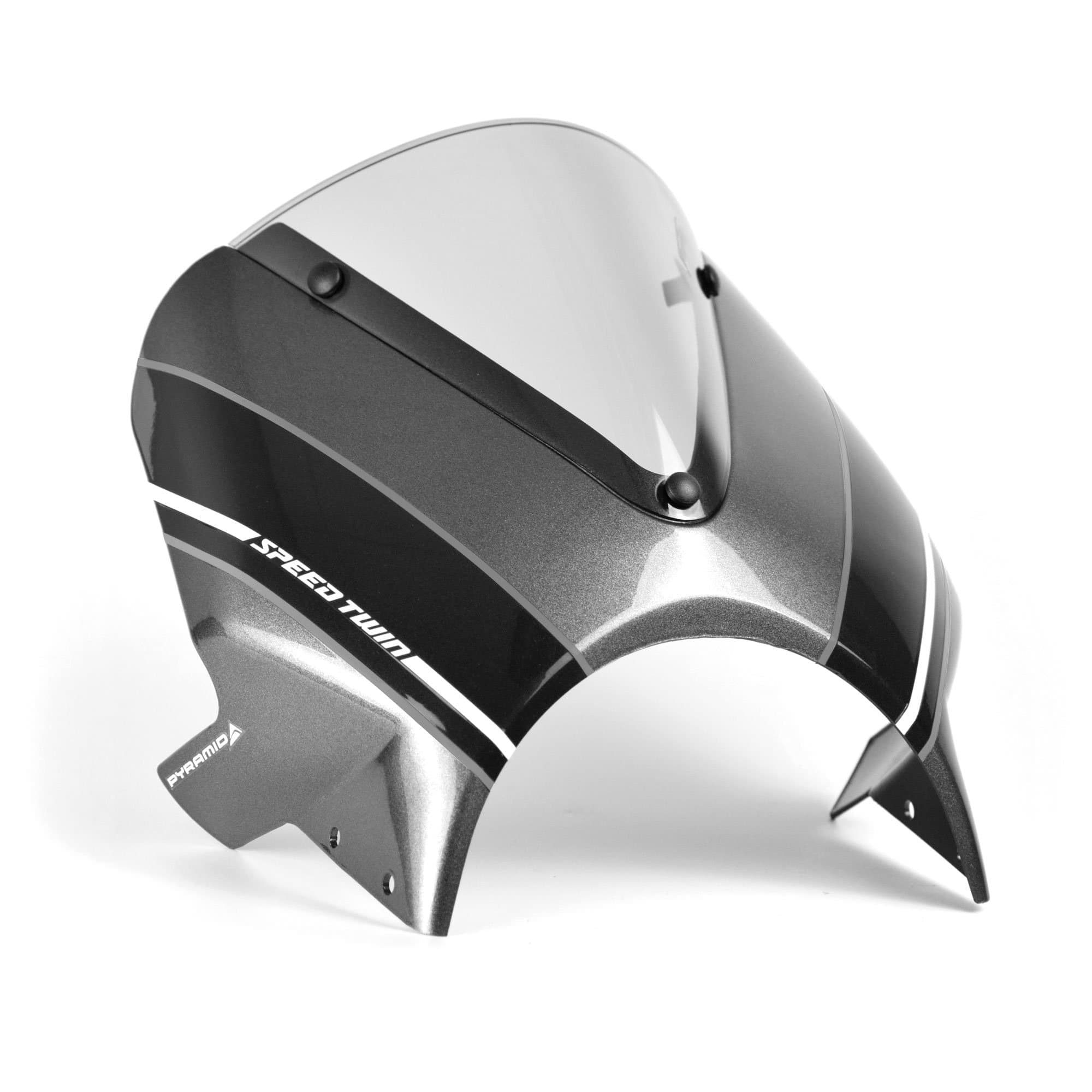 Pyramid Fly Screen | Silver Ice & Storm Grey | Triumph Speed Twin 1200 2019>2024-Screens-Pyramid Motorcycle Accessories
