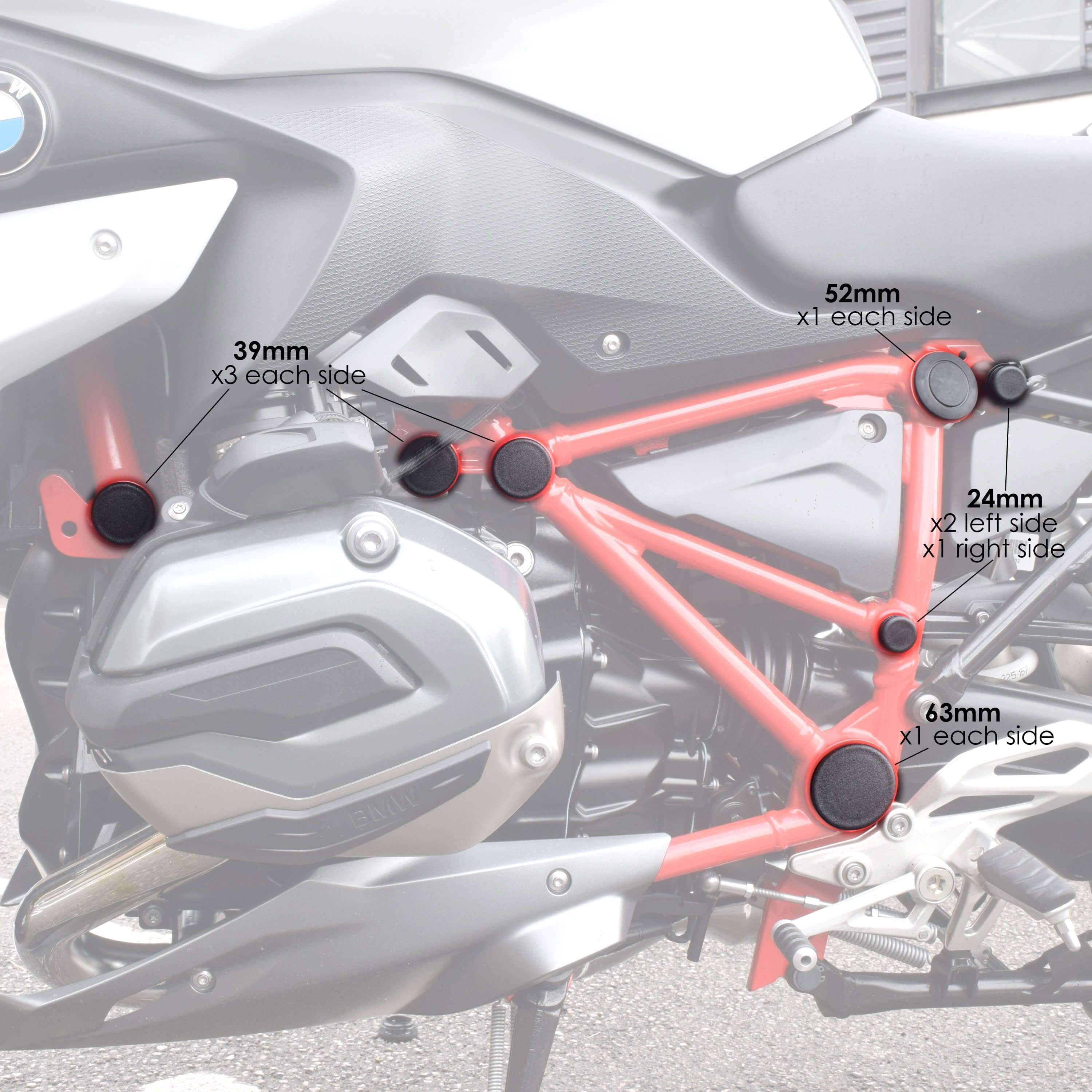 Pyramid Frame End Caps | Matte Black | BMW R1250 R 2019>Current-089401-Frame End Caps-Pyramid Motorcycle Accessories