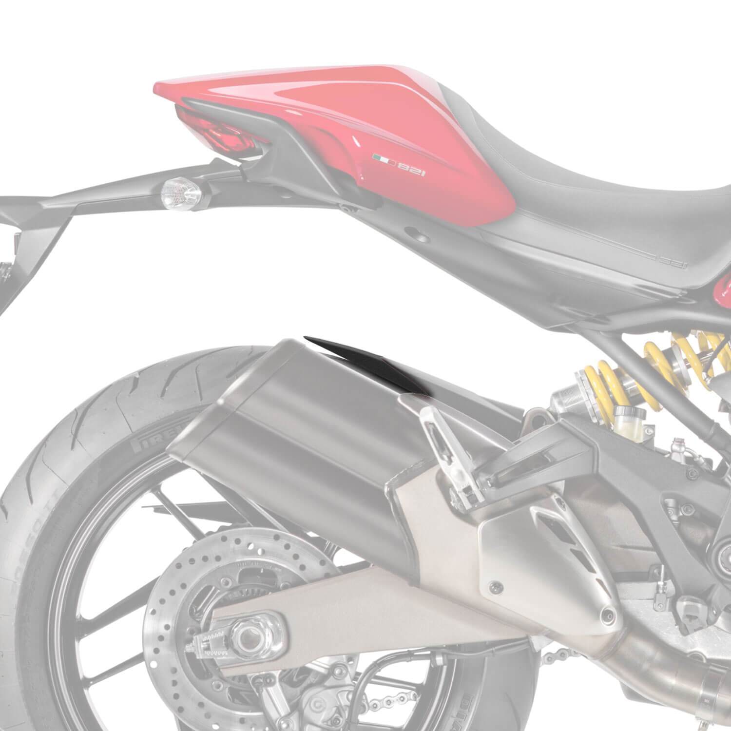 Pyramid Hugger Extension | Matte Black | Ducati Monster 821 2014>2020-07517-Hugger Extensions-Pyramid Motorcycle Accessories