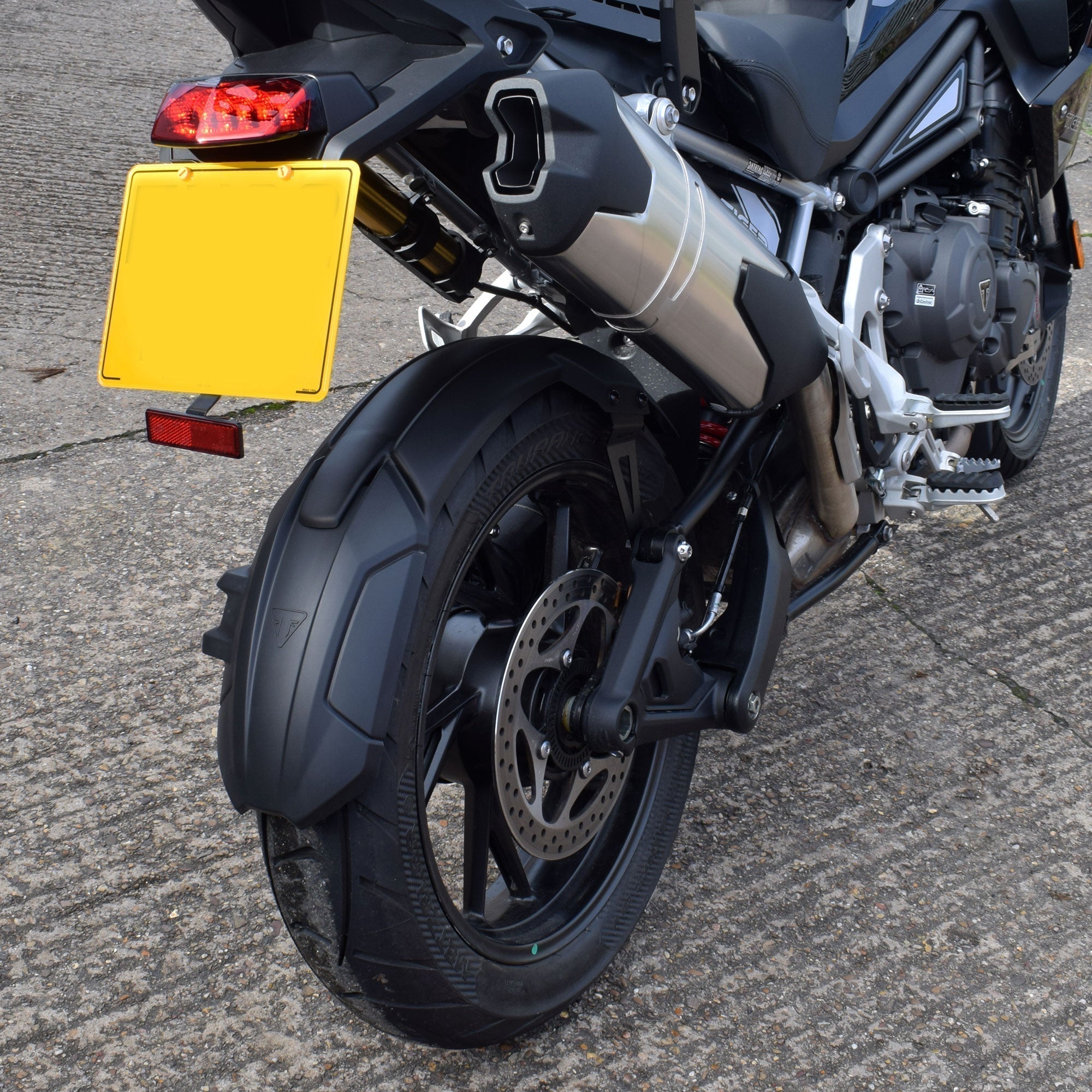 Pyramid Hugger | Matte Black | Triumph Tiger 1200 Rally Pro 2022>Current-076995M-Huggers-Pyramid Motorcycle Accessories