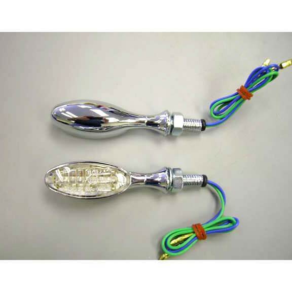 Pyramid LED Indicators - Pair | Chrome-Lights-Pyramid Motorcycle Accessories