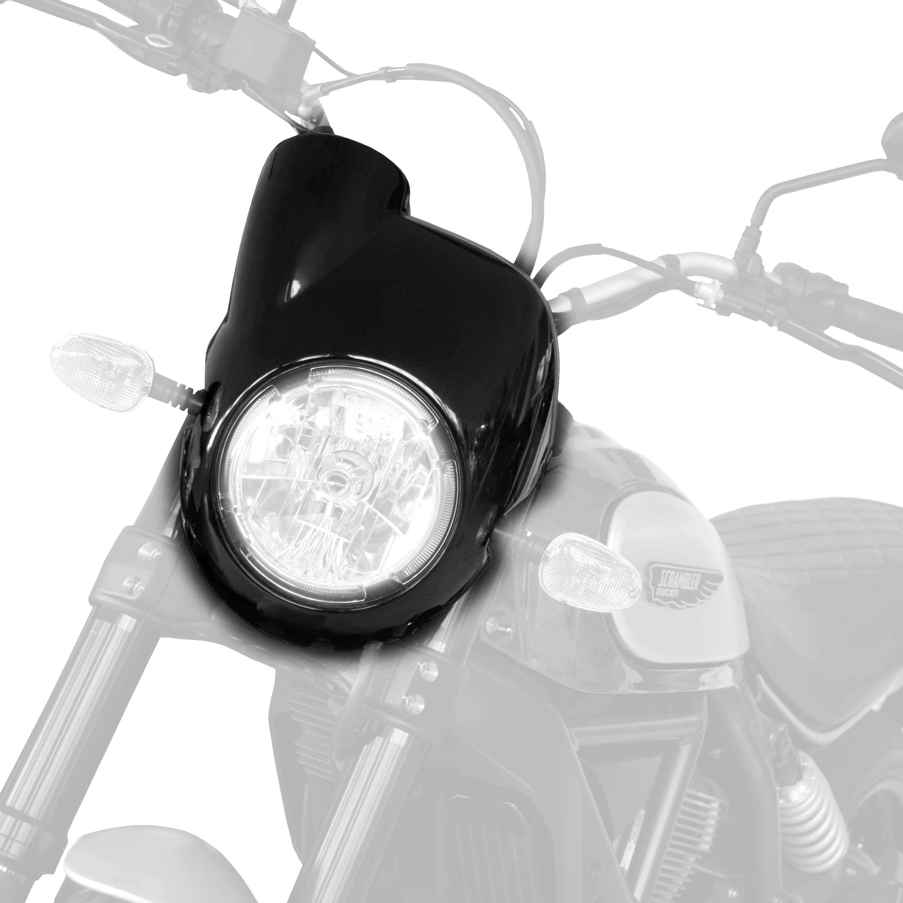 Pyramid Nose Fairing | Gloss Black | Ducati Scrambler Cafe Racer 2015>Current-250000B-Screens-Pyramid Motorcycle Accessories