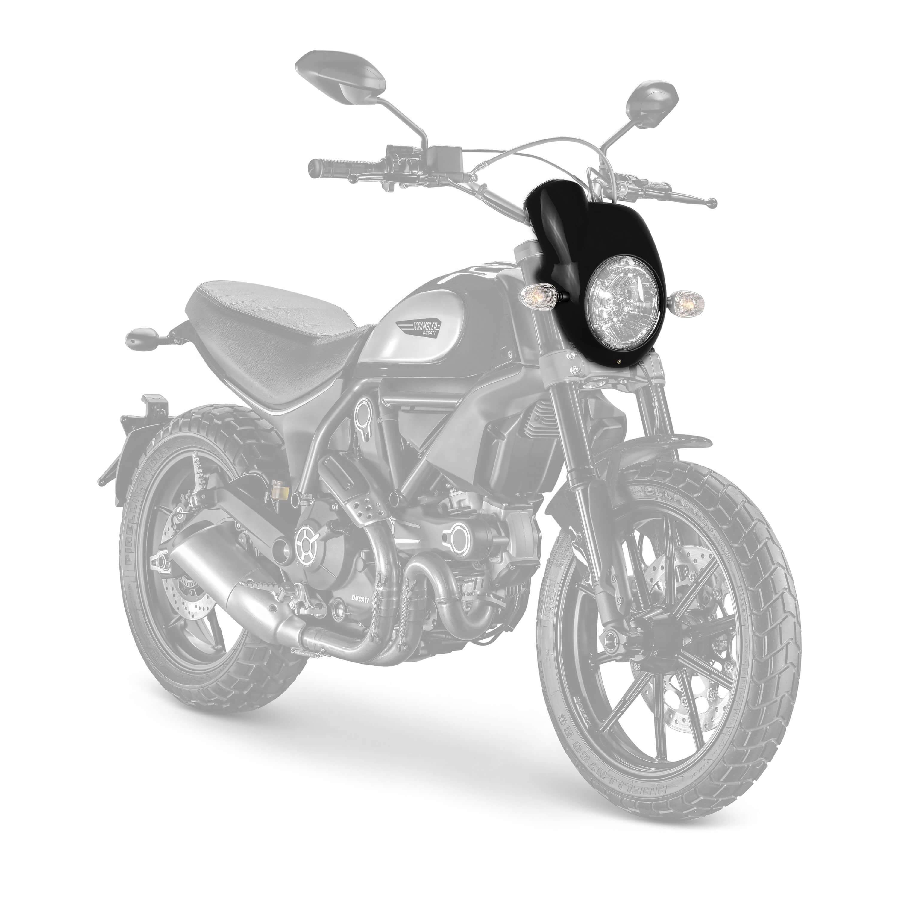 Pyramid Nose Fairing | Gloss Black | Ducati Scrambler Icon 2015>Current-250000B-Screens-Pyramid Motorcycle Accessories