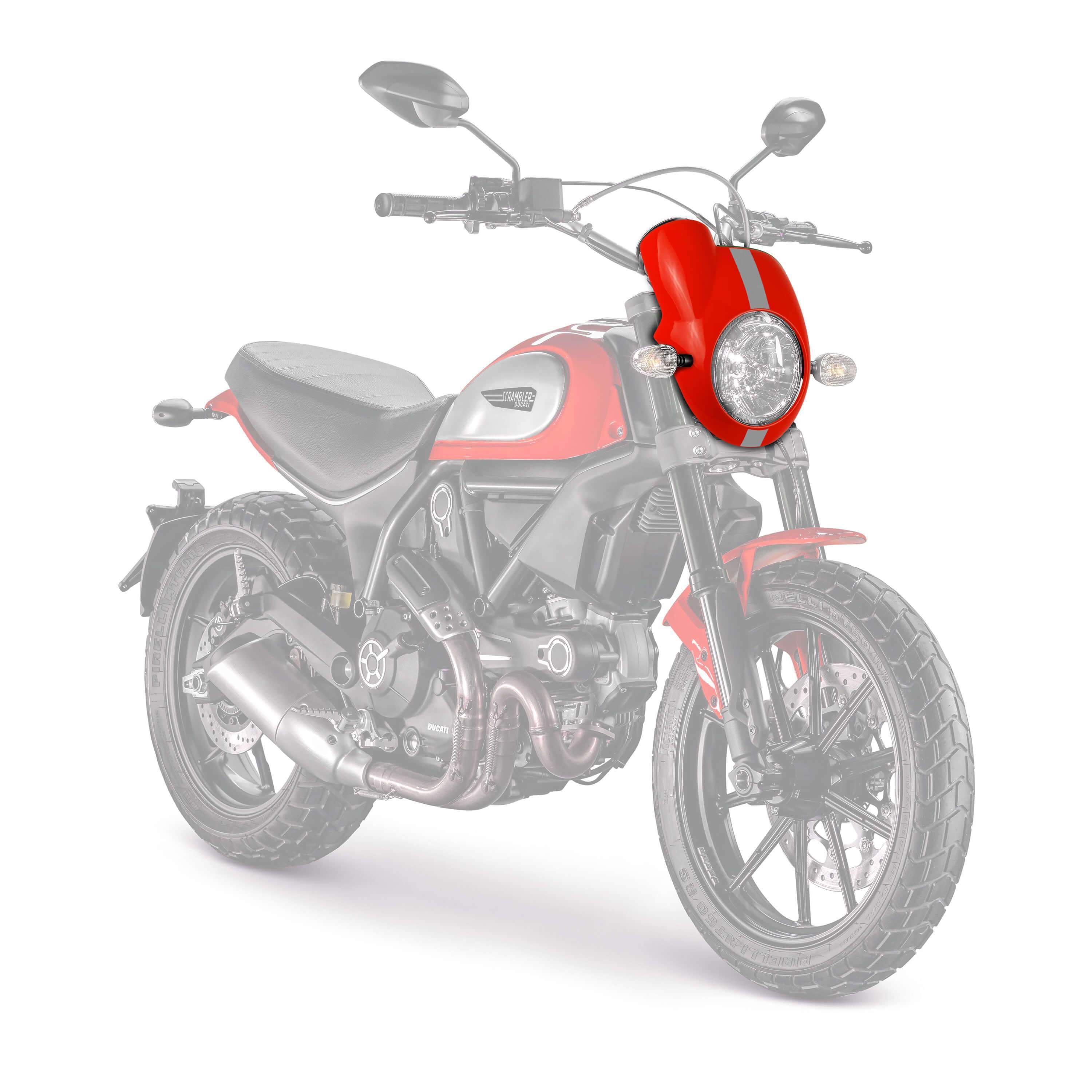 Pyramid Nose Fairing | Gloss Red ( Red) | Ducati Scrambler Icon 2015>Current-250000F-Screens-Pyramid Motorcycle Accessories